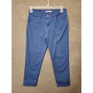 Levis Mid Rise Skinny Capri Crop Cuffed Jeans Womens 30 Blue Stretch